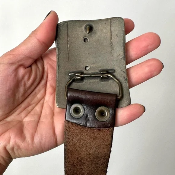 WESTERN BROWN LEATHER METAL BUCKLE BELT By Buffalo David Bitton Cowboy Size/S - Picture 8 of 8